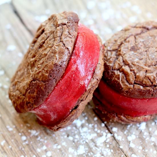 Strawberry Sorbet Brownie Sandwich - Recipe photo by kitchenvignettes
