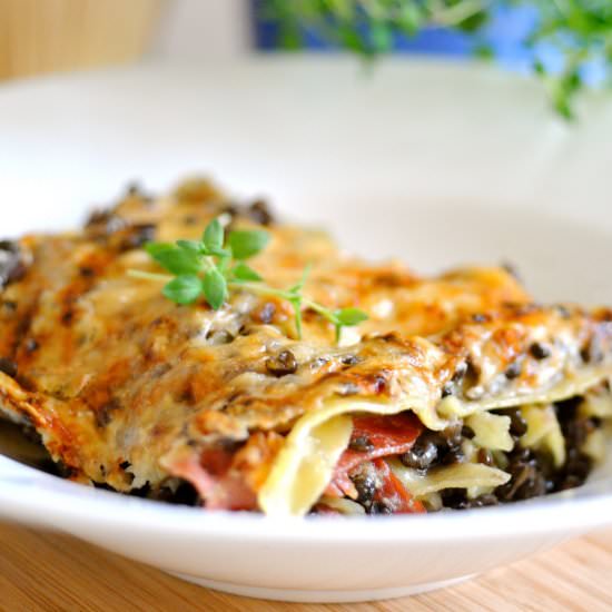 Veggie Lasagna with Beluga Lentils - Recipe photo by KarlasNordicKitchen