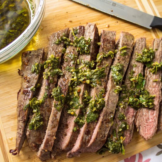 Steak with Chimichurri Sauce - Recipe photo by Oliviascuisine