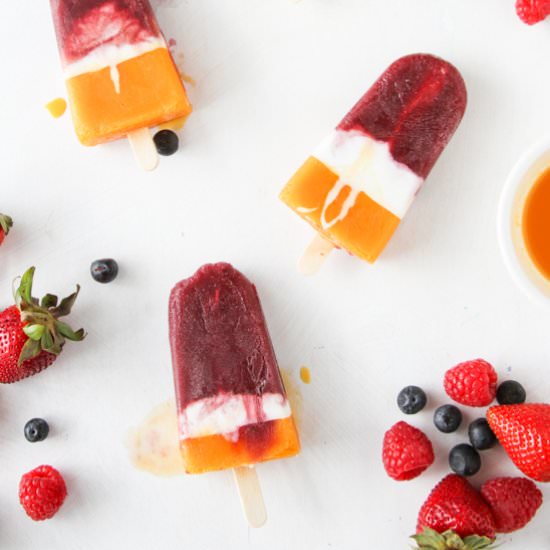 Easy Berry + Mango Cream Popsicles - Recipe photo by papernstitch
