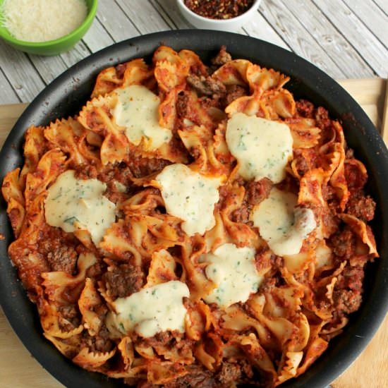 Skillet Lasagna w Ricotta Dumplings - Recipe photo by SparklesKathy