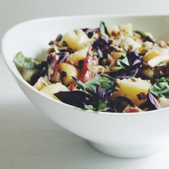 Herby Potato Salad w Thai Basil - Recipe photo by thechefswife