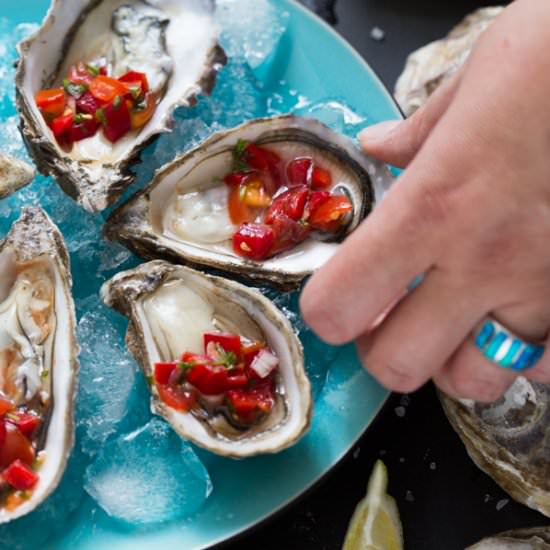 Fresh Oysters with Tomato Salsa - Recipe photo by Multiculti