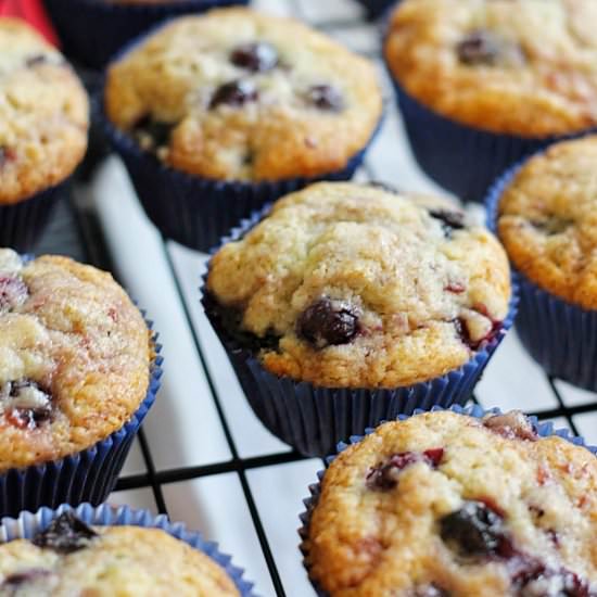 Blueberry Muffins w Raspberry Swirl - Recipe photo by audreysapron