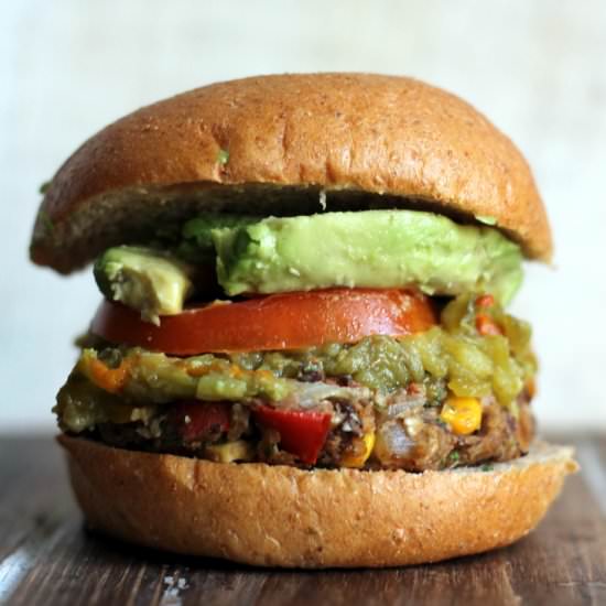 Green Chile Black Bean Burgers - Recipe photo by ambitiouskitchen