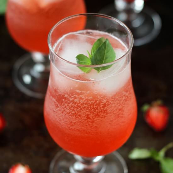 Strawberry Basil Sparkler - Recipe photo by A Classic Twist
