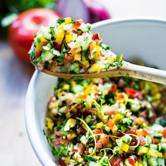 Israeli Salad - Recipe photo by Feasting at Home