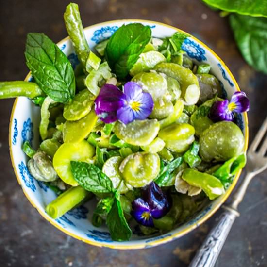 SPRING FAVA BEAN SALAD WITH TAHINI - Recipe photo by daretocook