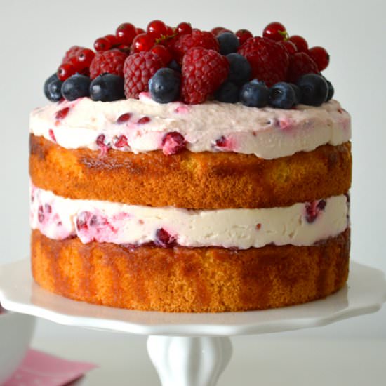 Berry Mascarpone Layer Cake - Recipe photo by bakerangel.com