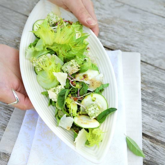 Zucchini Salad with Basil and Tofu - Recipe photo by MySweetFaery