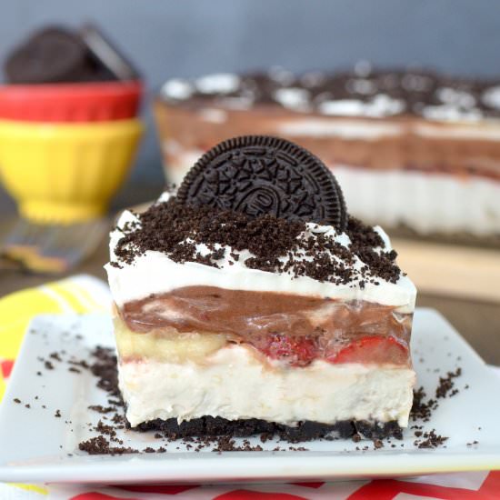 No Bake Banana Split Oreo Dessert - Recipe photo by BruCrewLife