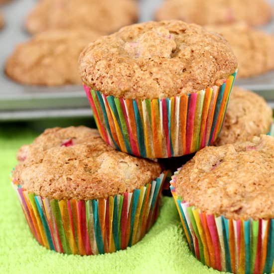 Whole Wheat Rhubarb Muffins - Recipe photo by momvstheboys
