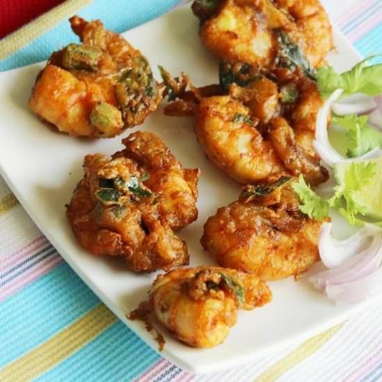 Prawn Pakora, Prawn Fritters - Recipe photo by swasthfreak