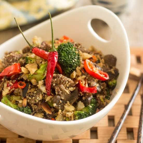 BEEF AND BROCCOLI CAULI-RICE - Recipe photo by The Healthy Foodie