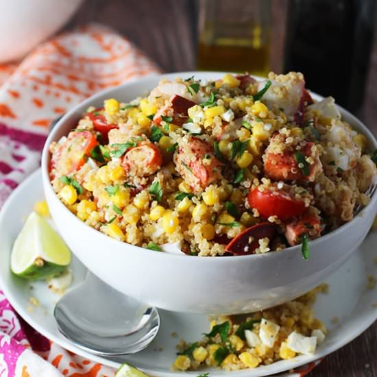 Grilled Lobster, Corn and Quinoa - Recipe photo by cookingforkeeps