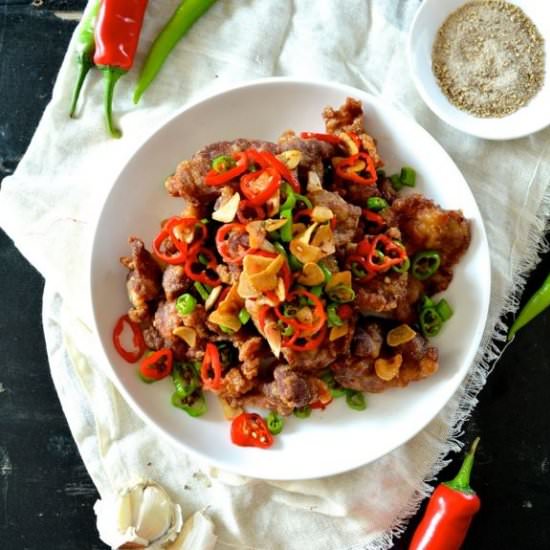 Crispy Salt and Pepper Pork Chop - Recipe photo by thewoksoflife