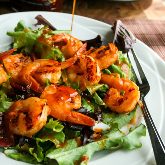 Grilled Shrimp with Mixed Greens - Recipe photo by Foodwhine