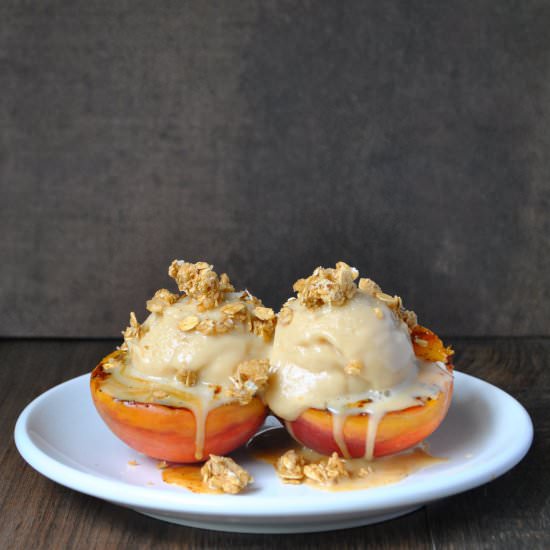Maple Peaches & Froze Kefir Custard - Recipe photo by OurPotluckFamily