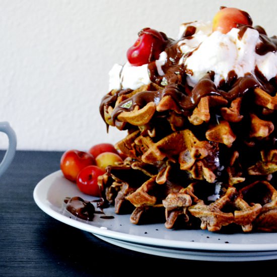 Cherry Nutella Waffles - Recipe photo by Blog To Taste