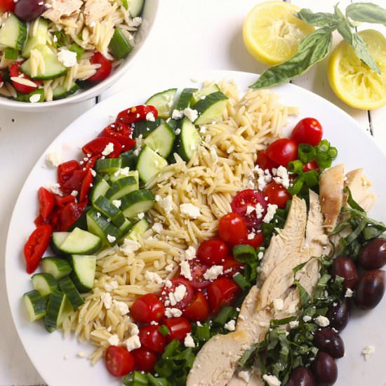 Greek Chicken & Orzo Salad - Recipe photo by Craving Something Healthy