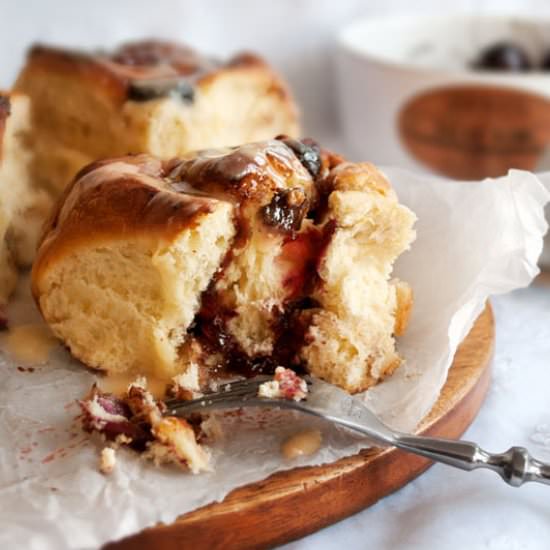 Chocolate Cherry Breakfast Buns - Recipe photo by mookiesbaker