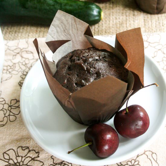Chocolate Cherry Zucchini Muffins - Recipe photo by Foodwhine