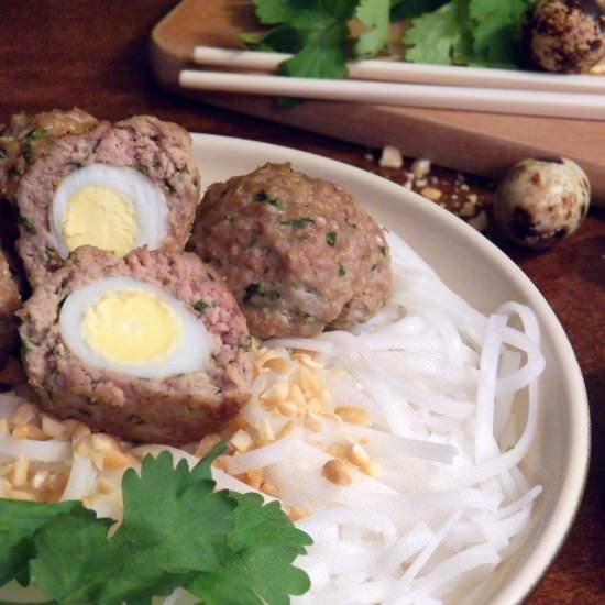 Quail Egg Stuffed Pork Meatballs - Recipe photo by In Good Flavor
