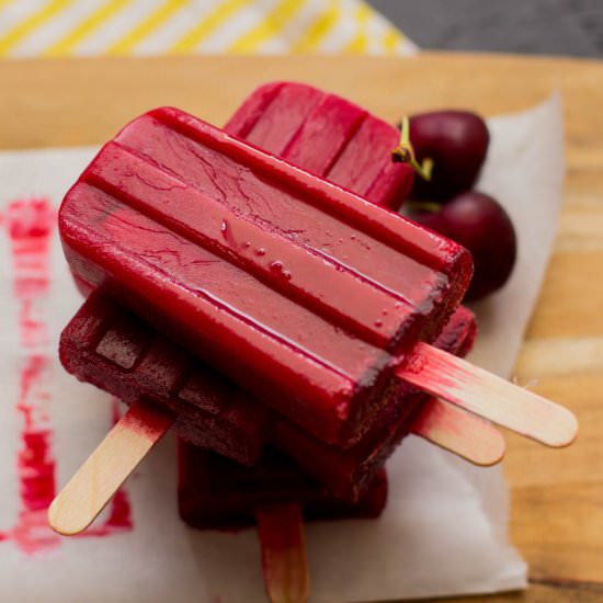 Sour Cherry & Herbs Ice Pops - Recipe photo by lunchforone
