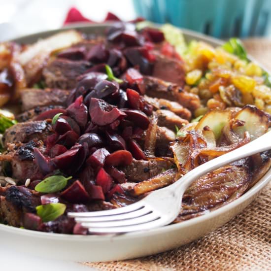 Steak Salad with Cherry Salsa - Recipe photo by lexiscleankitchen