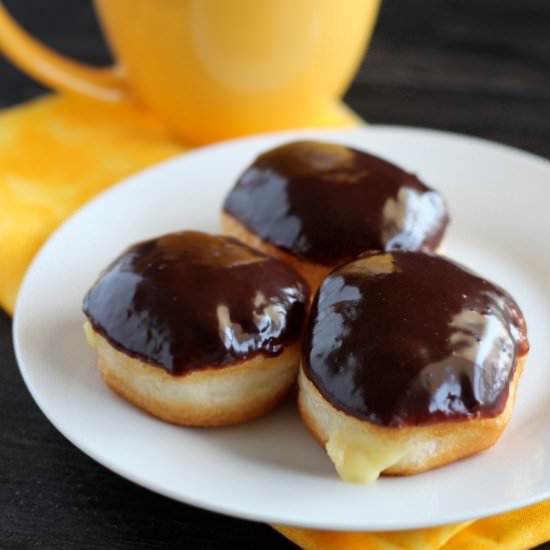 Mini Boston Cream Donuts - Recipe photo by dessertnowdinnerlater