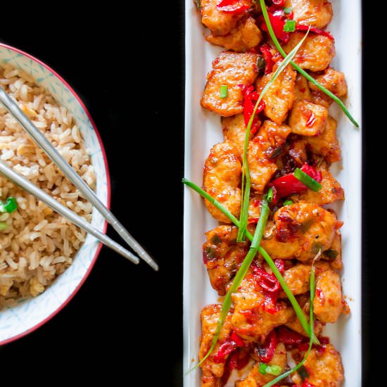 Szechuan Chicken with Egg Fried Rice - Recipe photo by Gastronomic Bong
