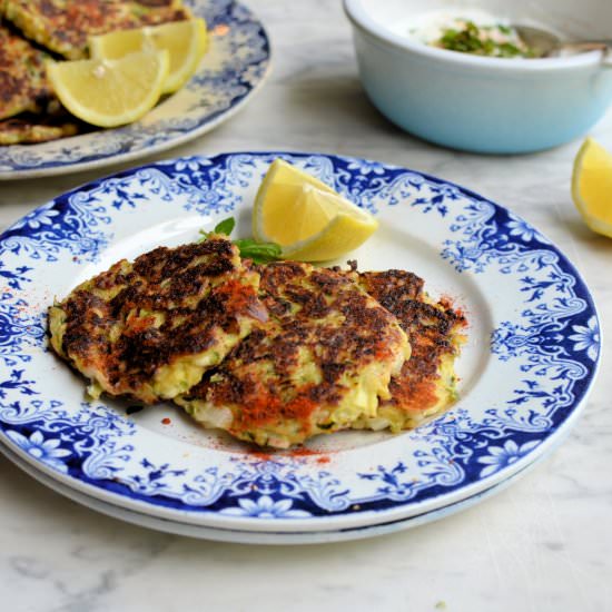 Courgette and Feta Cheese Fritters - Recipe photo by Lavender and Lovage
