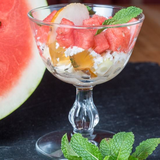 Watermelon, Feta, Honey Verrine - Recipe photo by Bethanie112
