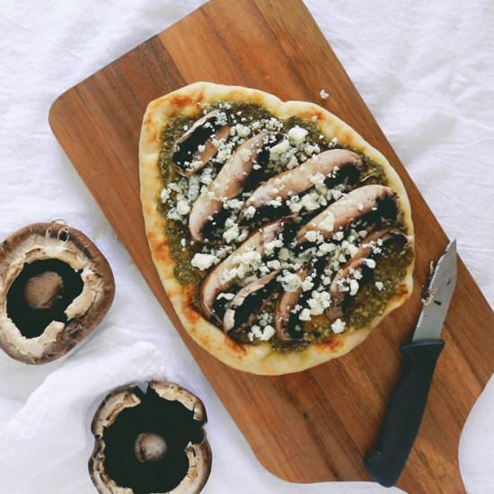 Blue Cheese & Mushroom Pizza - Recipe photo by lcliving