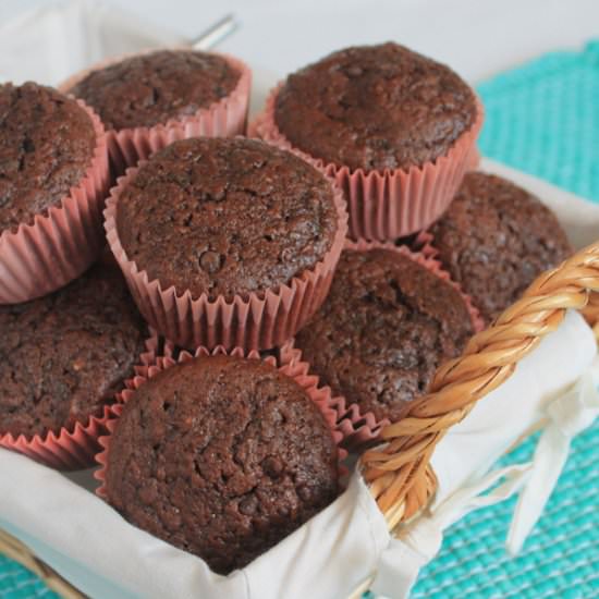 Double Chocolate Zucchini Muffins - Recipe photo by Joan@ Chocolate and more