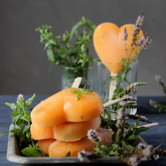Cantaloupe fresh mint popsicle - Recipe photo by craftmarmalade