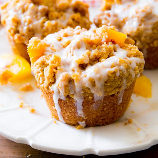 Peach Streusel Muffins - Recipe photo by sallysbakingaddiction
