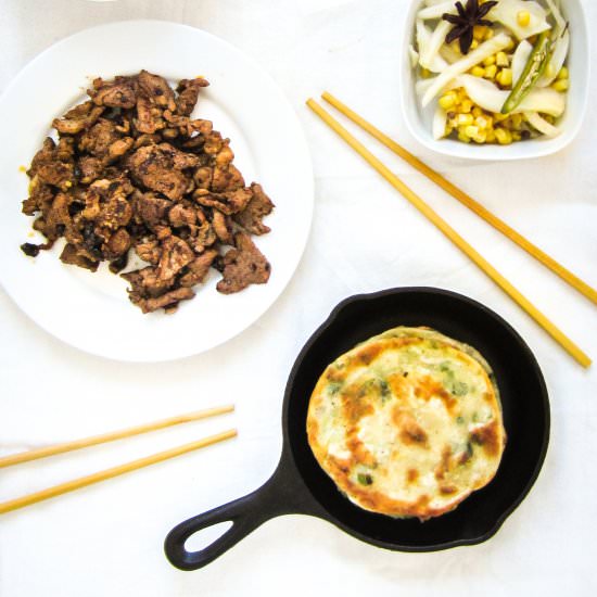 Scallion Pancake Tacos - Recipe photo by baconeggcheesecake