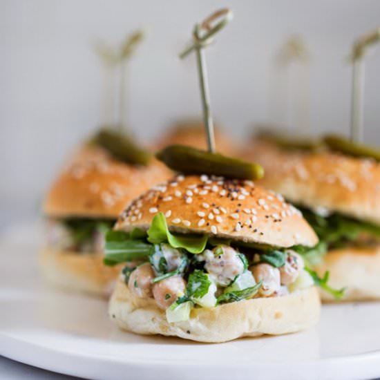 Chickpea Salad Sliders - Recipe photo by Feasting at Home