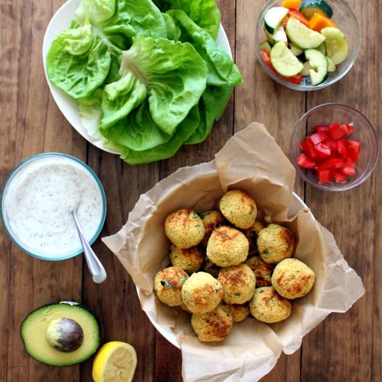 Baked Falafel Lettuce Wraps - Recipe photo by the wheatless kitchen