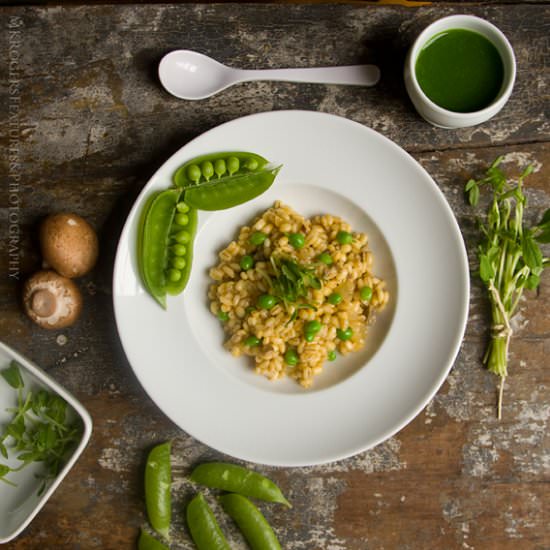 Sugar Snap Barley "Risotto" (Vegan) - Recipe photo by lostrecipesfound