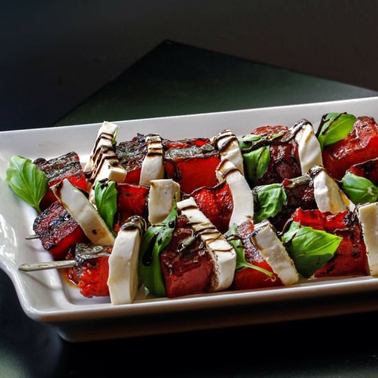 Grilled Watermelon Caprese Skewers - Recipe photo by TheKitchenWhisperer