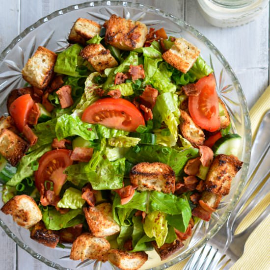 BLT-Styled Panzanella Salad - Recipe photo by peachesncreamblog