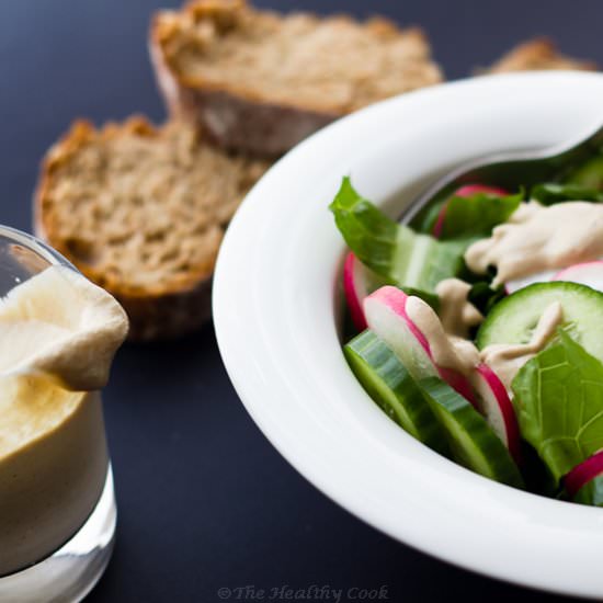 Green Salad with Tahini Dressing - Recipe photo by thehealthycook