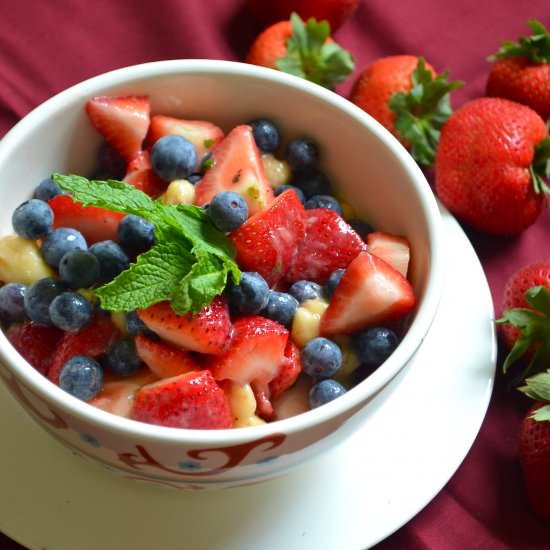 Red Blue and White Fruit Salad - Recipe photo by Dishing