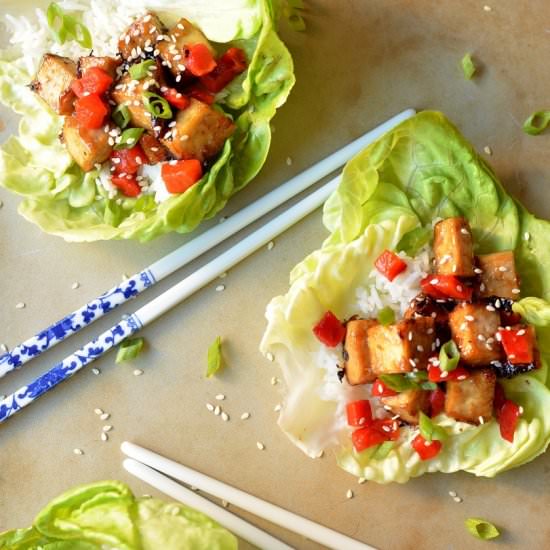 Teriyaki Tofu Lettuce Cups - Recipe photo by coffeeandquinoa