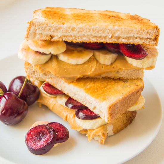 Cherry Banana Peanut Butter Toastie - Recipe photo by KitchenSanctuary