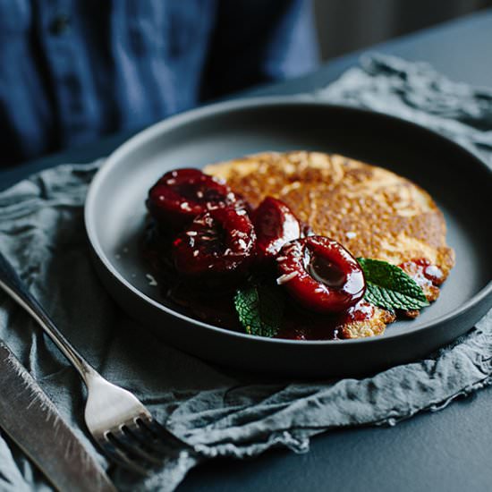 Healthy Pancakes with Plum Compote - Recipe photo by what should i eat for breakfast today