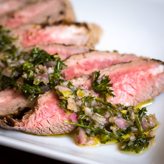 Chimichurri Grilled Skirt Steak - Recipe photo by bakelovegive