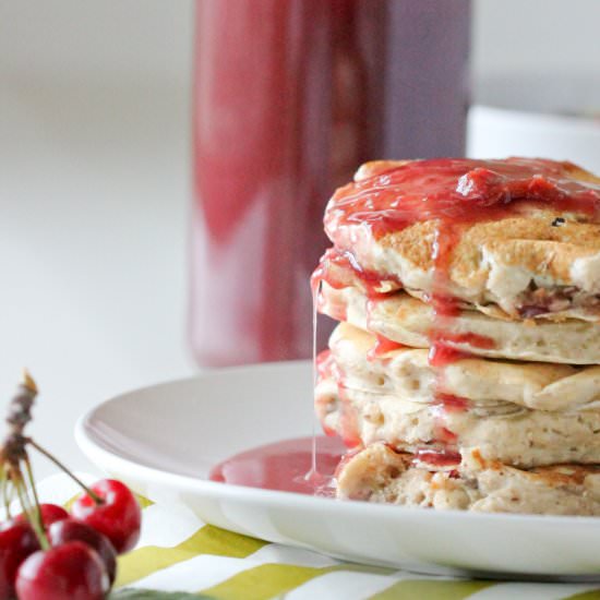 Fresh Cherry Syrup and Pancakes - Recipe photo by deliacreates